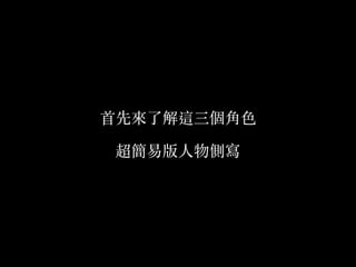 ⾸首先來了解這三個角⾊色
超簡易版⼈人物側寫
 