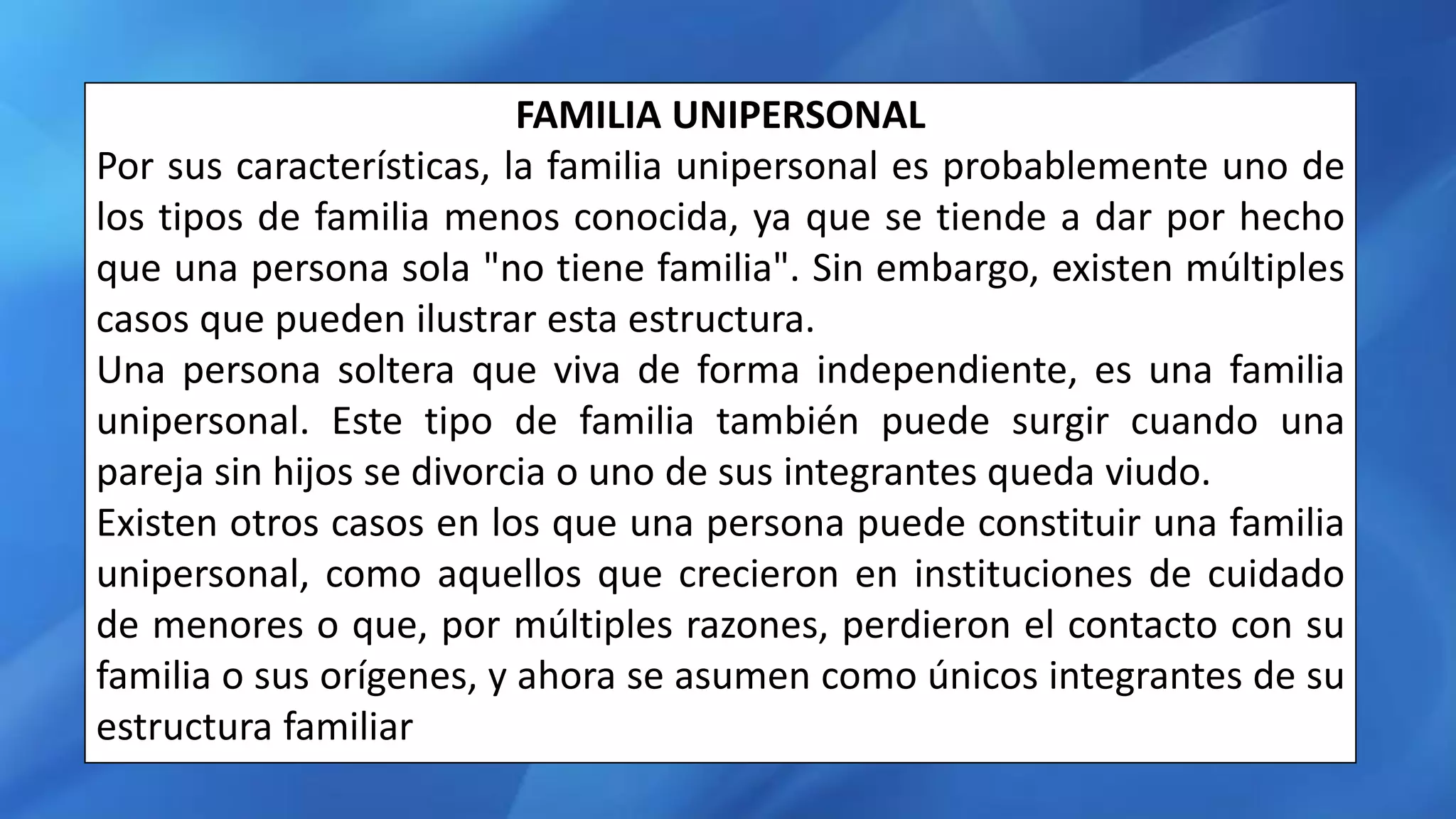Concepto de familia,Tipos de Familia,Características de cada una de ...