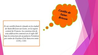 Es un castillo francés situado en la ciudad
de Saint-Brisson-sur-Loire, en la region
central de Francia. La construcción de
esta edificación comenzó en el siglo XII
bajo la estructura de un palacio-Fortaleza
por orden de Esteban II de Sancerre entre
1210 y 1241.
 