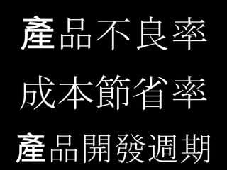 產品不良率 成本節省率 產品開發週期 