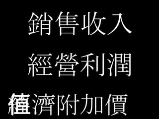 銷售收入 經營利潤 經濟附加價值 