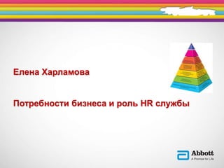 Елена Харламова
Потребности бизнеса и роль HR службы
 