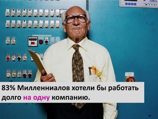 15
83% Милленниалов хотели бы работать
долго на одну компанию.
 