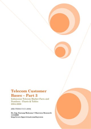 Telecom Customer
Bases – Part 3
Indonesian Telecom Market Facts and
Numbers: Charts & Tables
2004-2008
[HR.CTD003.V1U1-2009]
Dr.-Ing. Eueung Mulyana @ Harewos Research
11/4/2009
http://www.ligarvirtual.com/harewos
 