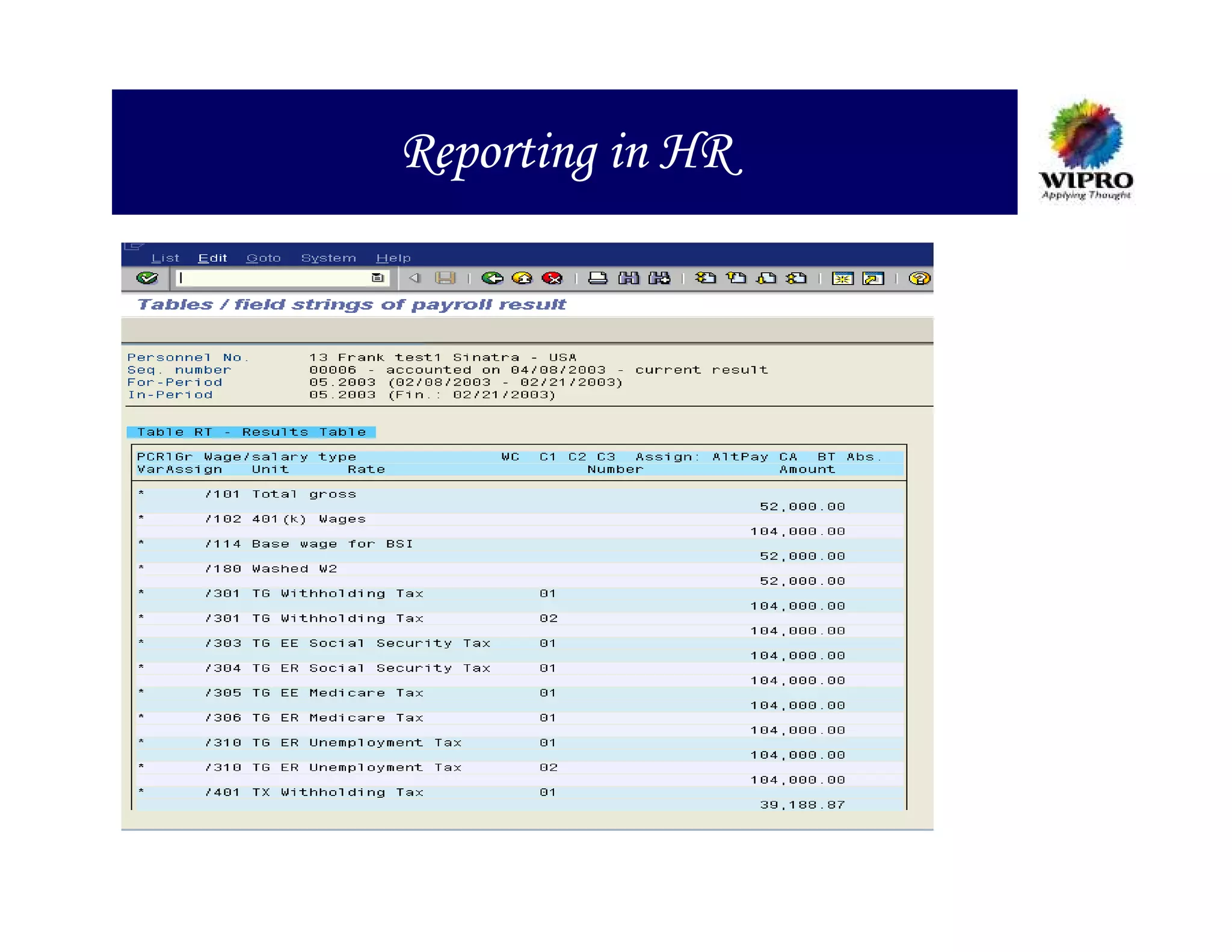 Reporting in HR
 
