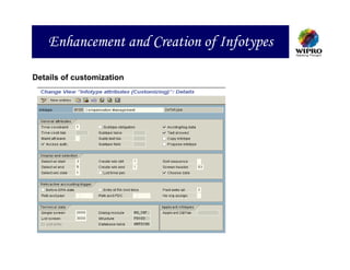 Enhancement and Creation of Infotypes

Details of customization
 