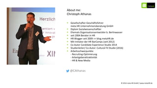 @CAthanas
 Gesellschafter-Geschäftsführer
meta HR Unternehmensberatung GmbH
 Diplom Sozialwissenschaftler
 Ehemals Orga...