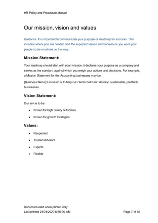 Mission Reespected Hr manual-template | DOCX