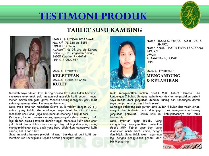Testimoni susu kambing higoat HR marketing