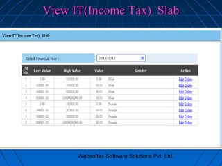 View IT(Income Tax) Slab

Websoftex Software Solutions Pvt. Ltd.

 