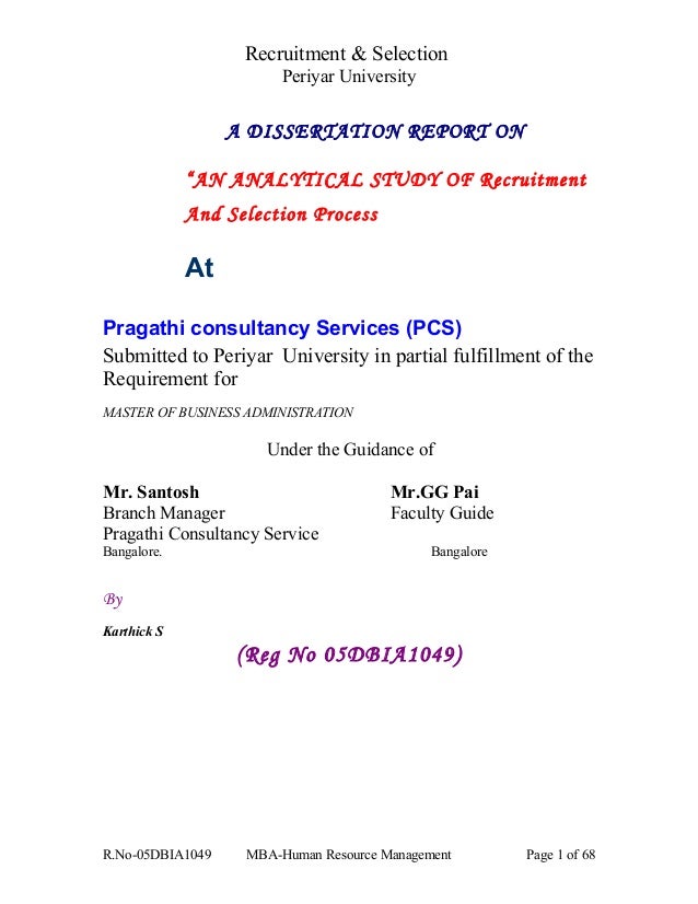 Dissertation on recruitment and selection news