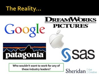 Who wouldn’t want to work for any of
these industry leaders?
 