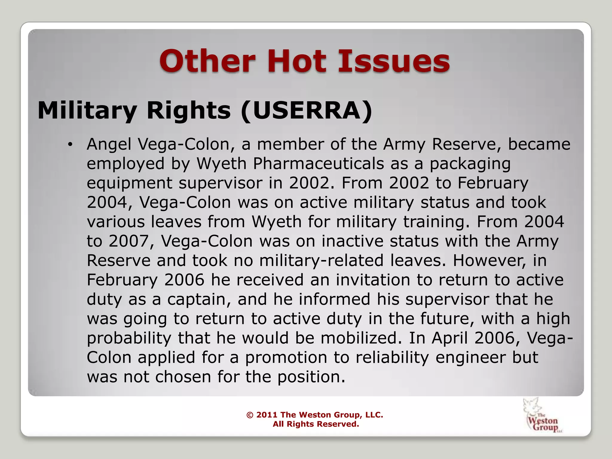 What to ask and not askMilitaryInstead of:Please provide the status of your military dischargeWill you miss work to perform military service?Ask:What experience did you gain in the uniformed service that is relevant to the job you would be doing?