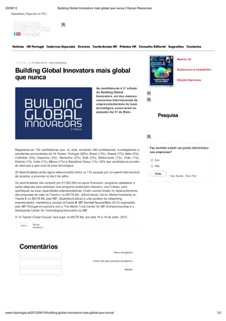 Building Global Innovators mais global que nunca
