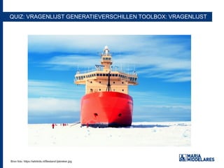 QUIZ: VRAGENLIJST GENERATIEVERSCHILLEN TOOLBOX: VRAGENLIJST
Bron foto: https://wikikids.nl/Bestand:Ijsbreker.jpgBron foto: https://wikikids.nl/Bestand:Ijsbreker.jpg
 