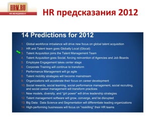 HR предсказания 2012
 