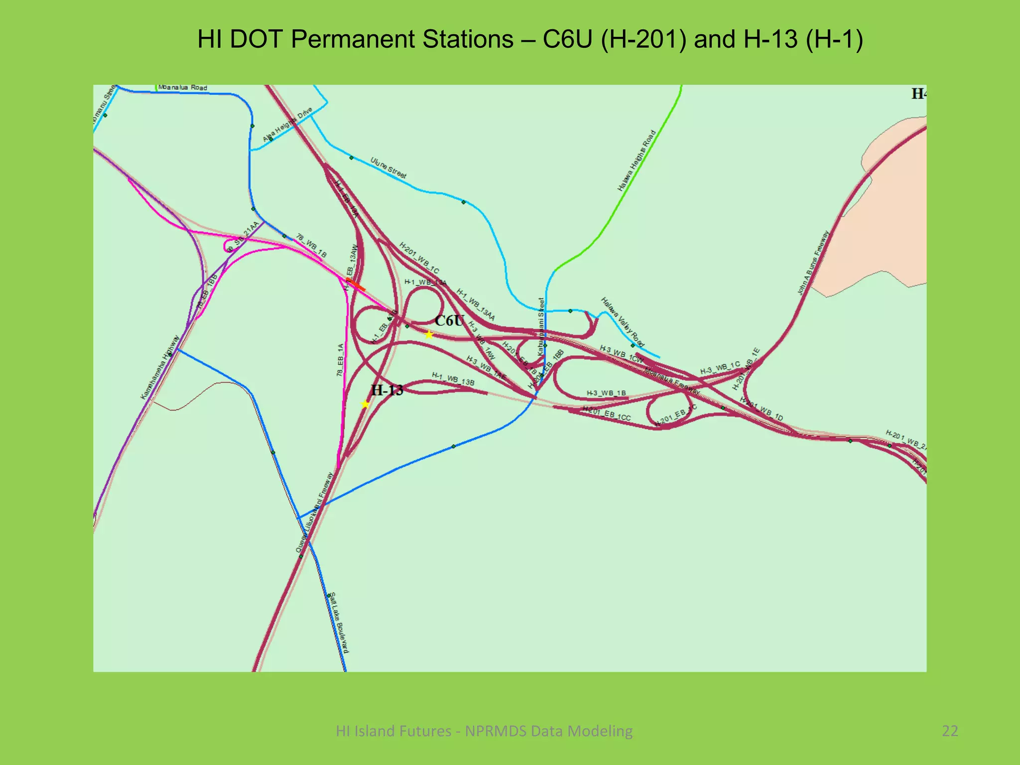22HI Island Futures - NPRMDS Data Modeling
HI DOT Permanent Stations – C6U (H-201) and H-13 (H-1)
 