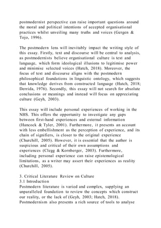 Post Modern Transcript Analysis HR9610 Critical Organisational AnalysisThrough a postmodern le | DOCX