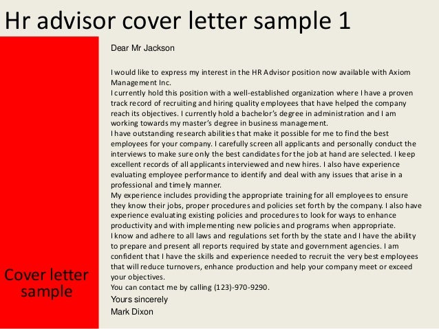 Hr Advisor Cover Letter