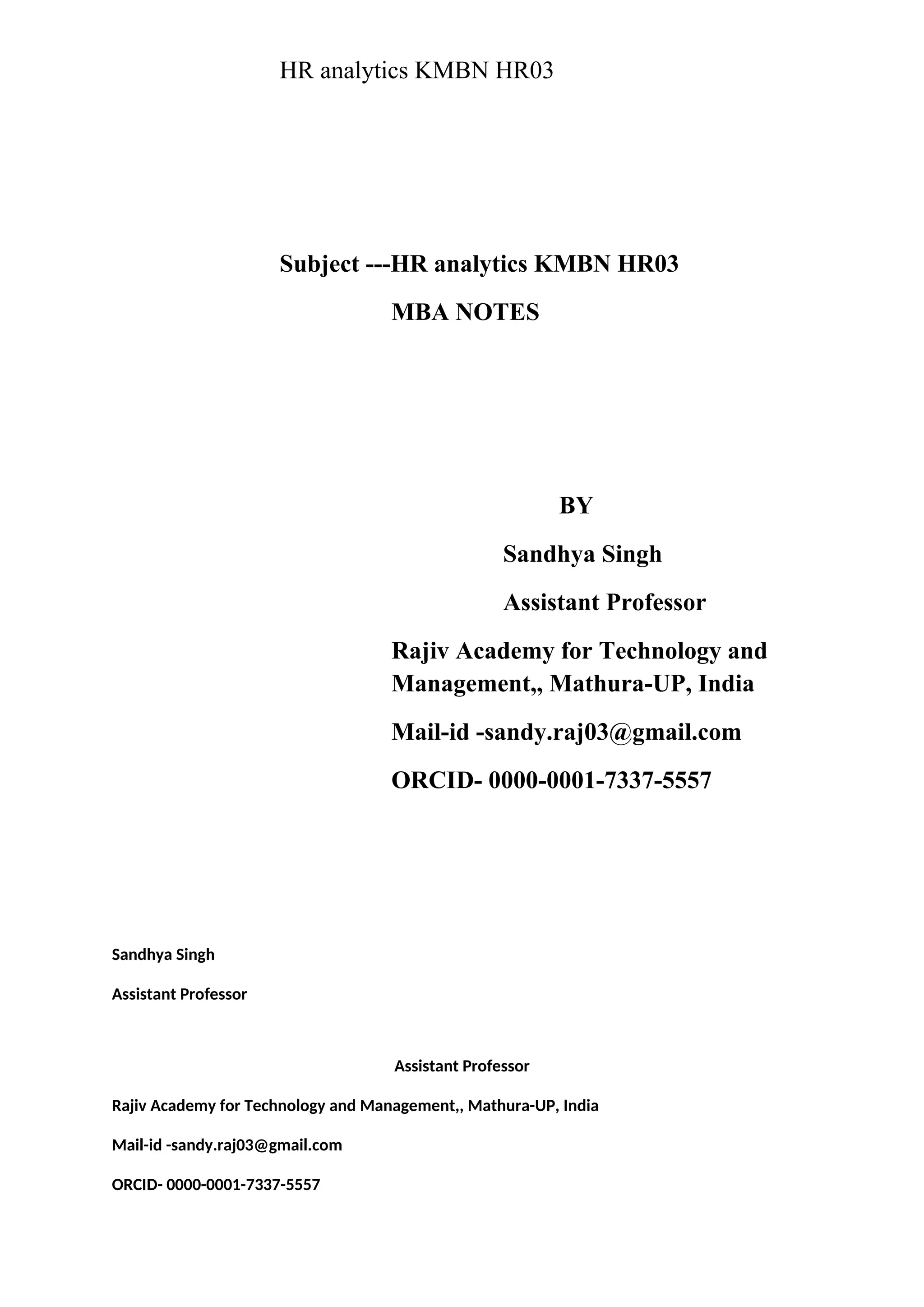 hr analytics three units.doc notes for mba | PDF