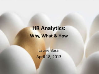 © 2013, McBassi & Company
HR Analytics:
Why, What & How
Laurie Bassi
April 18, 2013
 