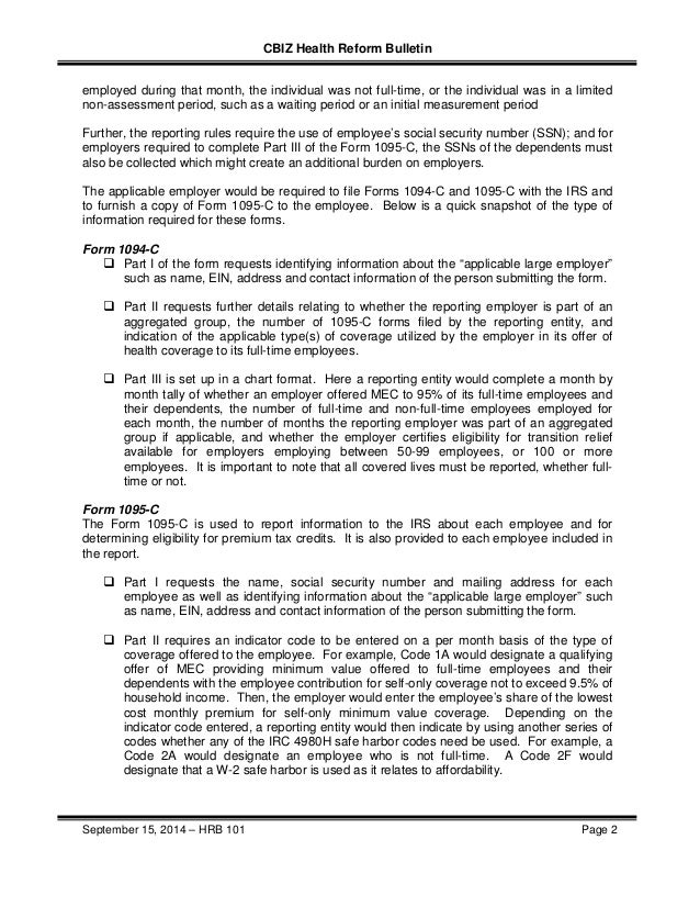 Health Reform Bulletin Irs Releases Draft Instructions For Aca Shar Health Reform Bulletin Irs Releases Draft Instructions For Aca Shar