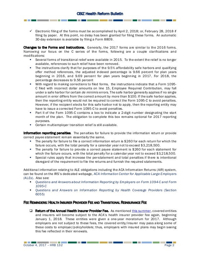 Health Reform Bulletin 132 Irs Releases Finalized 17 Forms And In Health Reform Bulletin 132 Irs Releases Finalized 17 Forms And In