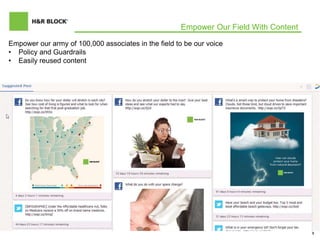 8
Empower Our Field With Content
Empower our army of 100,000 associates in the field to be our voice
• Policy and Guardrails
• Easily reused content
 