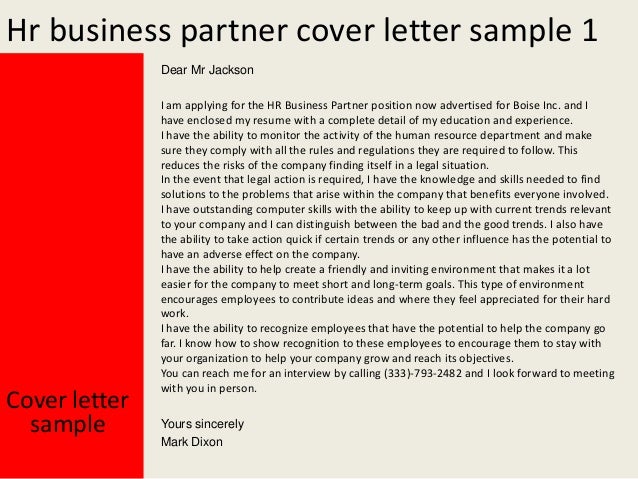 cover letter to hr department