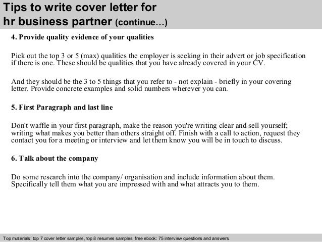 Sample cover letter hr business partner