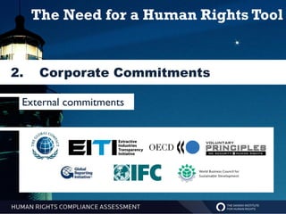 The Need for a Human Rights Tool


2.    Corporate Commitments

 External commitments
 