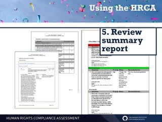 Using the HRCA

  5. Review
  summary
  report
 