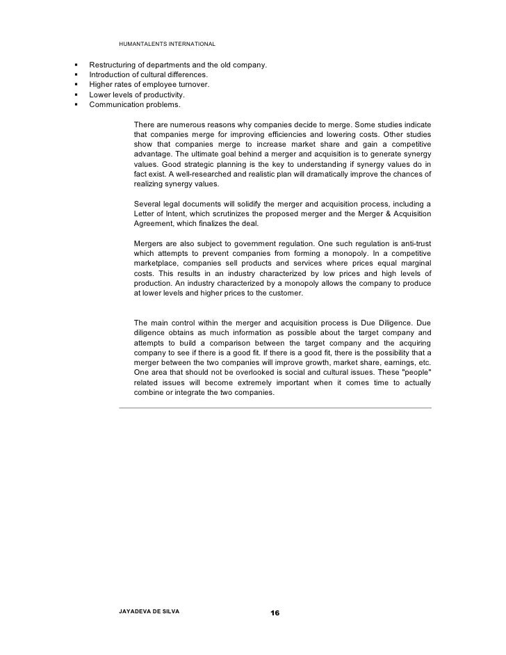 mergers and acquisitions cover letter
