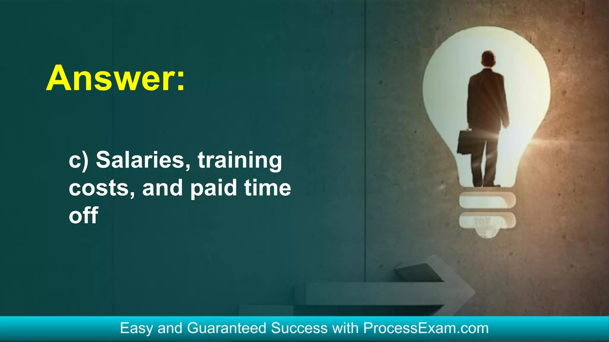 Answer:
c) Salaries, training
costs, and paid time
off
 