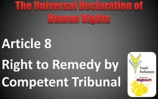 Article 8
Right to Remedy by
Competent Tribunal
 