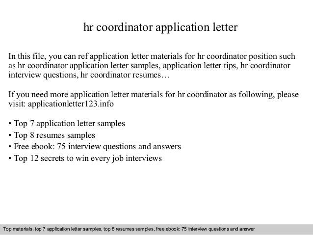 hr coordinator sample resume
