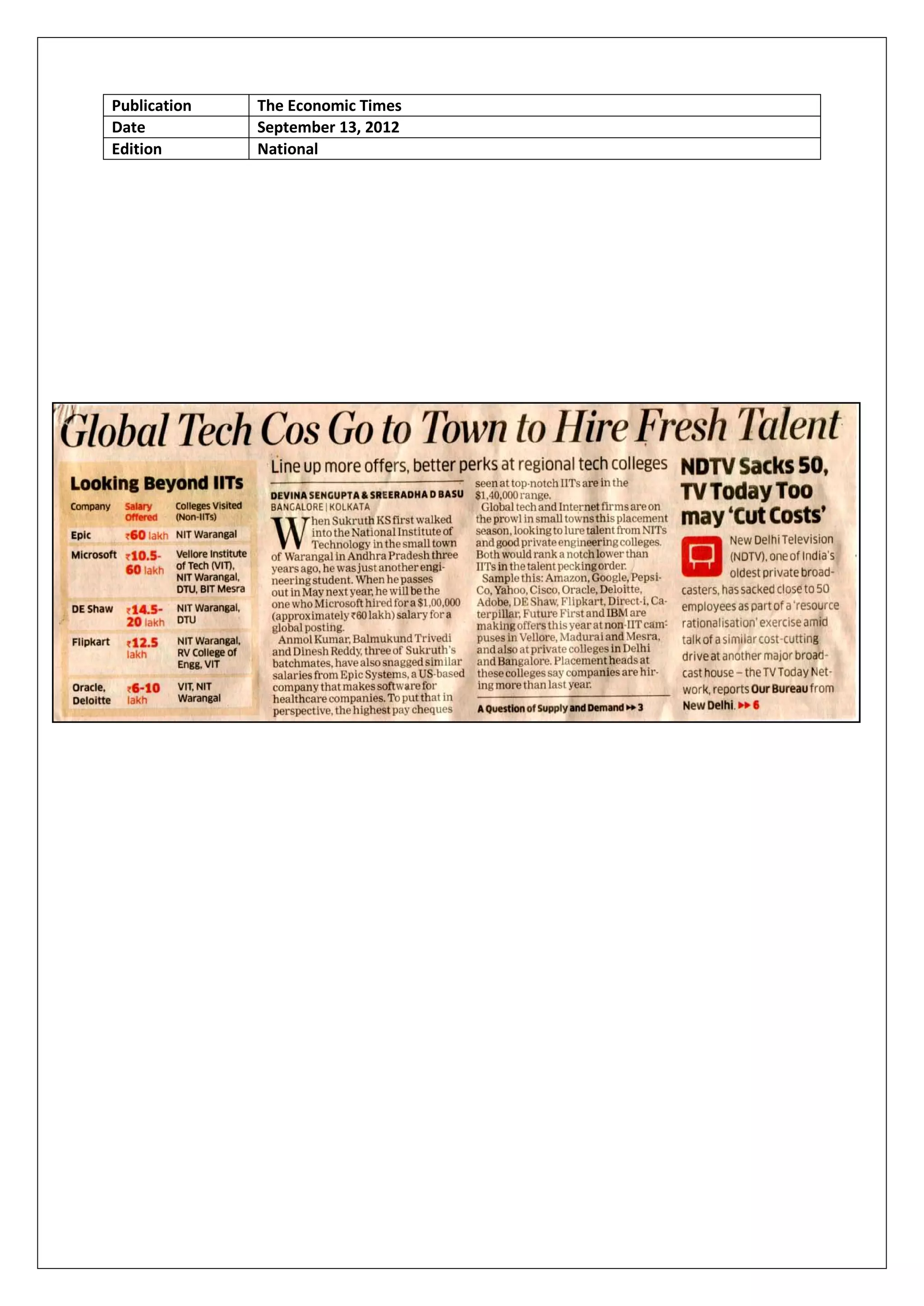 Publication   The Economic Times
Date          September 13, 2012
Edition       National
 
