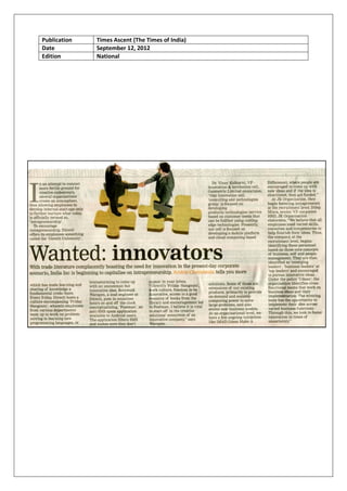 Publication   Times Ascent (The Times of India)
Date          September 12, 2012
Edition       National
 