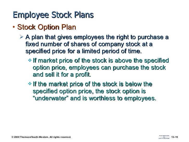Stock options to executives