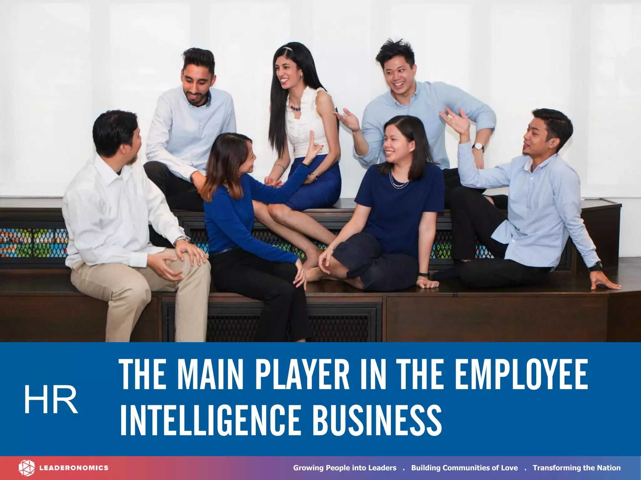 Growing People into Leaders . Building Communities of Love . Transforming the Nation
THE MAIN PLAYER IN THE EMPLOYEE
INTELLIGENCE BUSINESS
HR
 