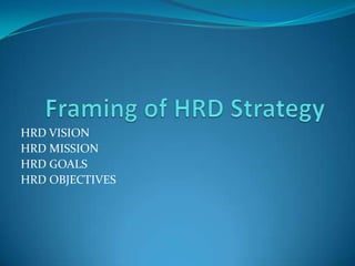 HRD VISION
HRD MISSION
HRD GOALS
HRD OBJECTIVES
 