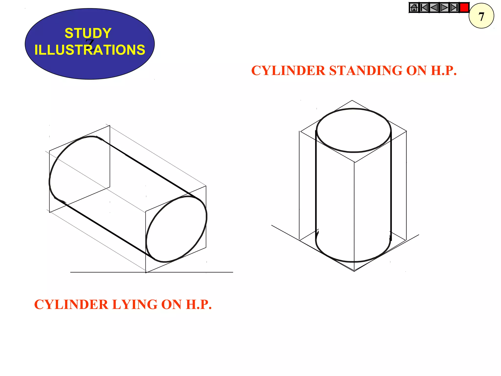 Z
STUDY
ILLUSTRATIONS
CYLINDER LYING ON H.P.
CYLINDER STANDING ON H.P.
7
 