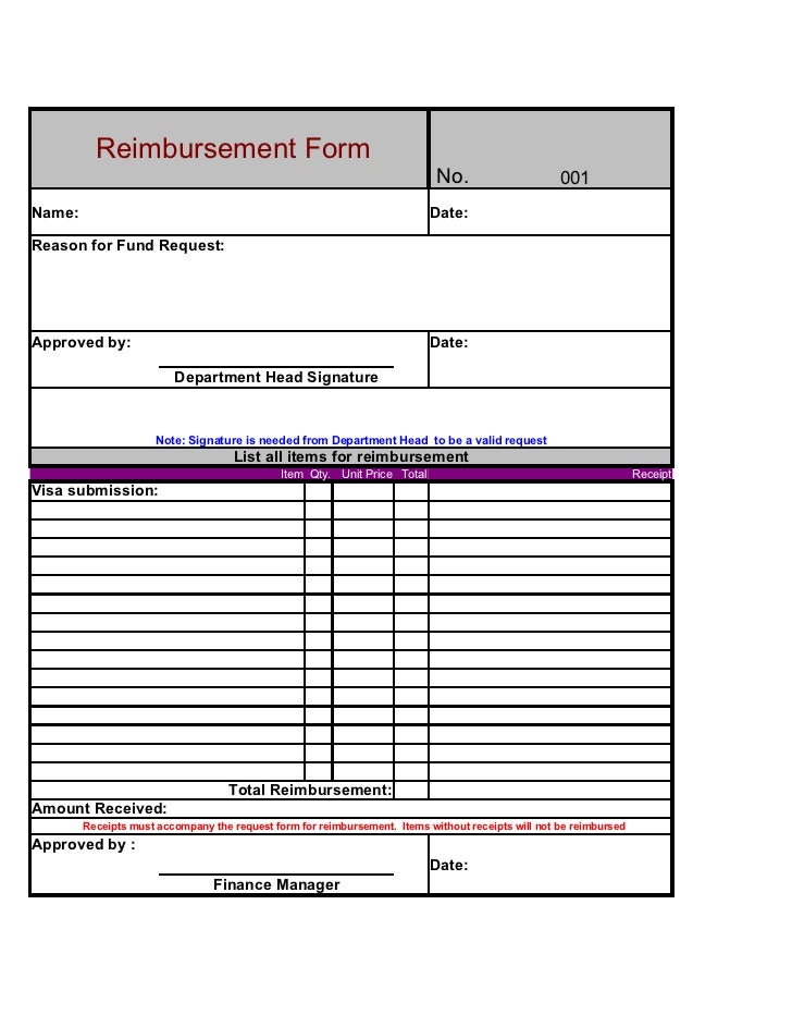 Contoh Form Reimbursement - Free Expense Reimbursement Form For Excel.