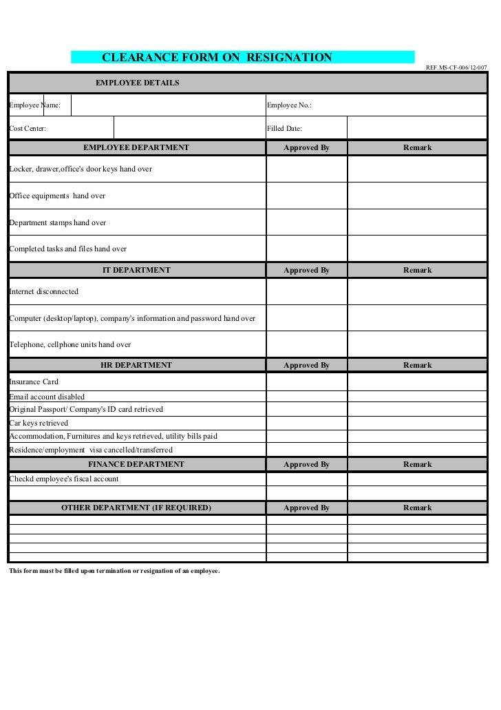 a letter of resignation