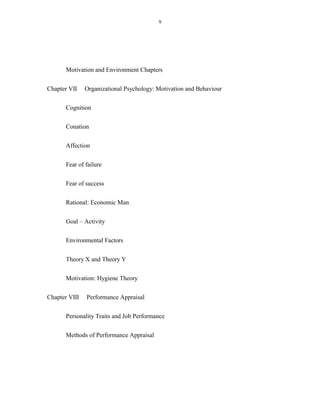 9




       Motivation and Environment Chapters


Chapter VII    Organizational Psychology: Motivation and Behaviour


  ...