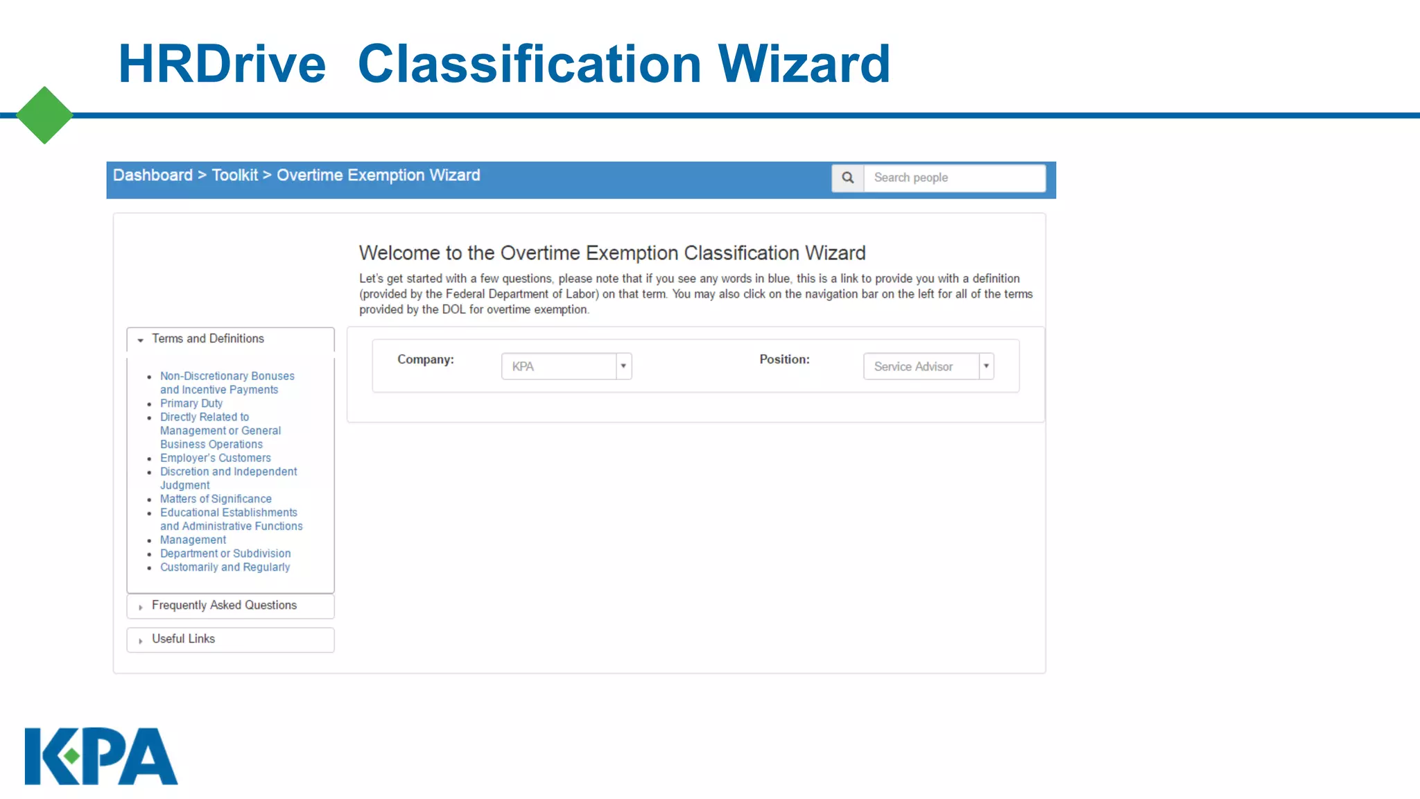 HRDrive Classification Wizard
 