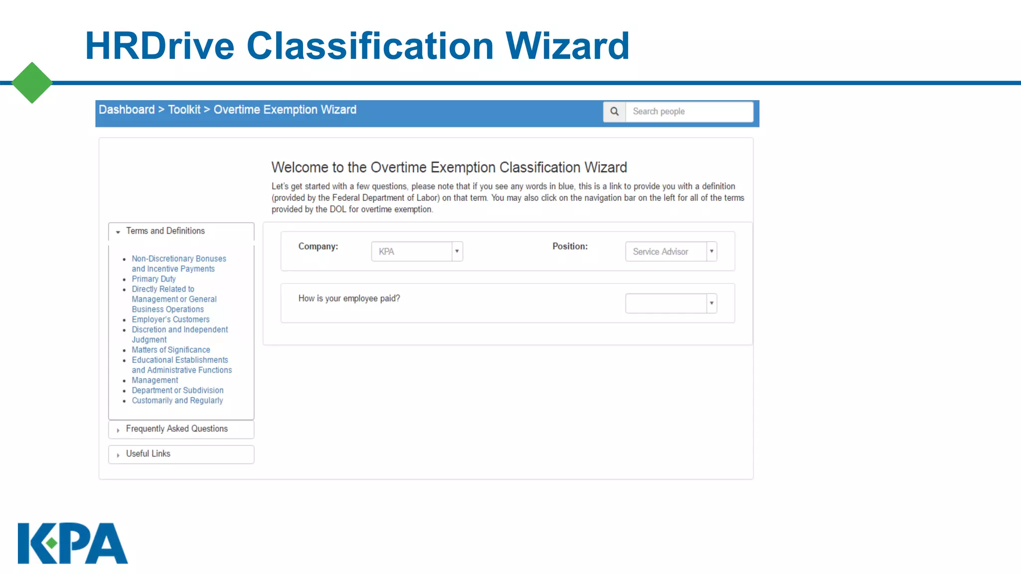 HRDrive Classification Wizard
 
