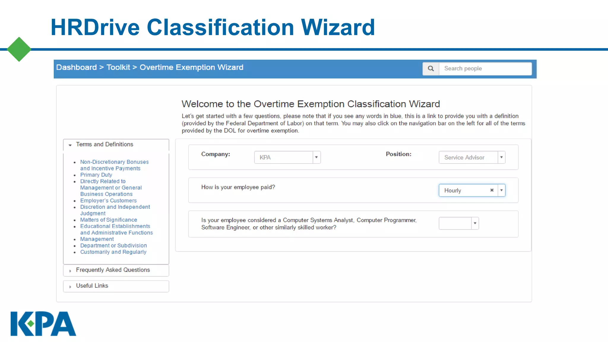 HRDrive Classification Wizard
 