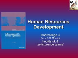 Human Resources Development Hoorcollege 3  Drs. J.C.M. Mensink  hoofdstuk 4  ´zelfsturende teams´  