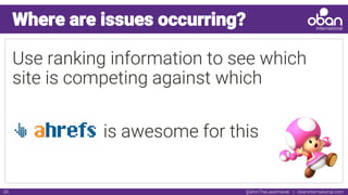 @IAmTheLaserHawk | obaninternational.com30
Where are issues occurring?
Use ranking information to see which
site is competing against which
is awesome for this
 